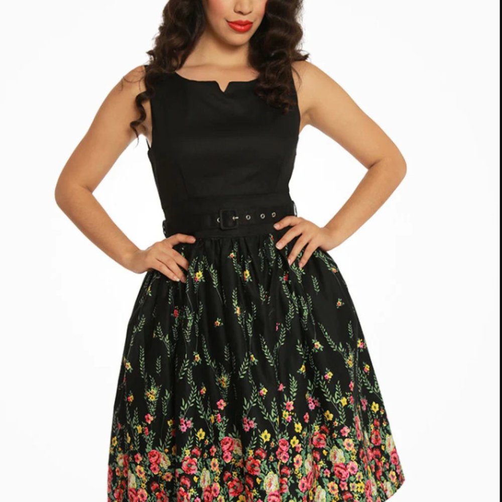 Lindy Bop Black Floral Dress
